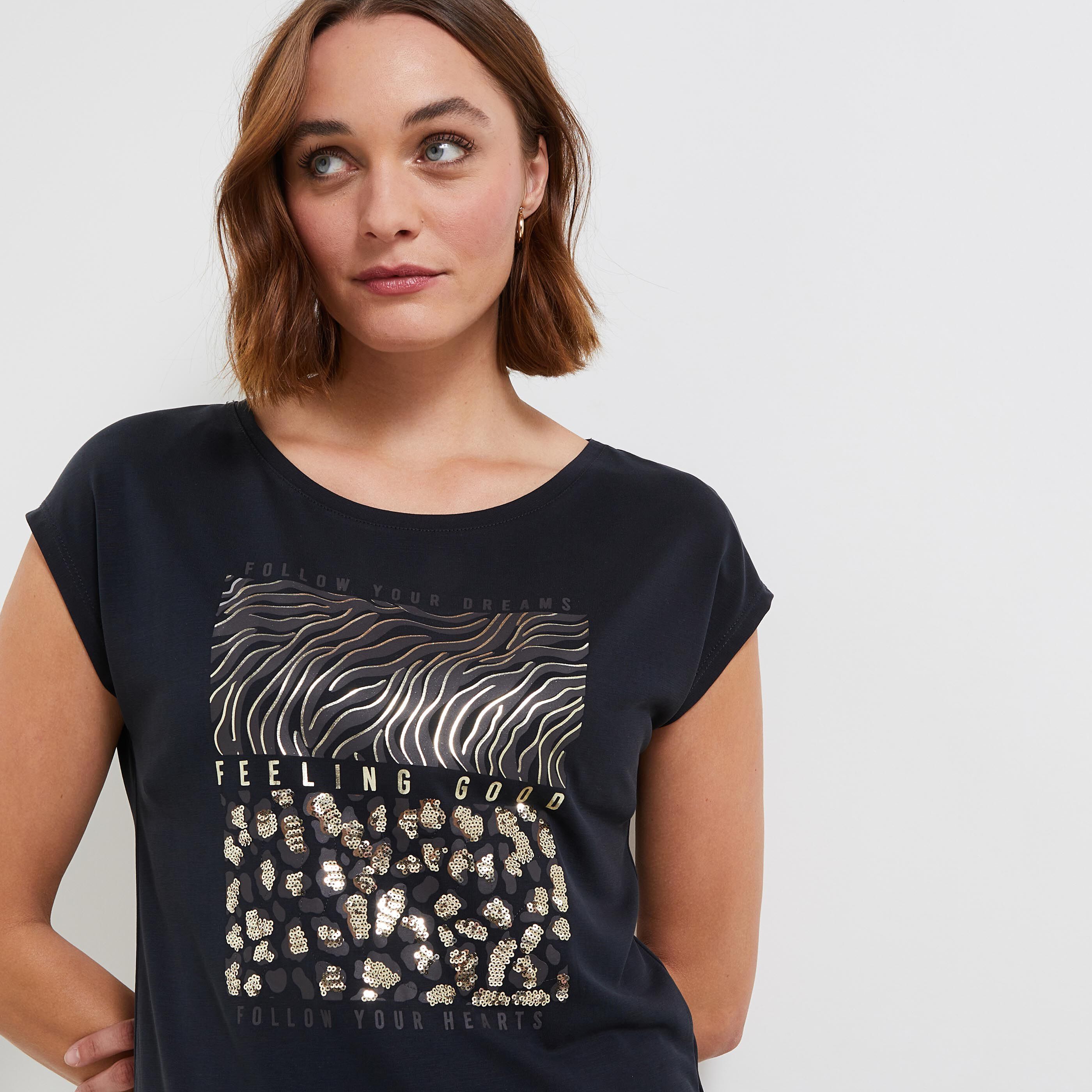 T-shirt imprimé femme - GRIS FONCE