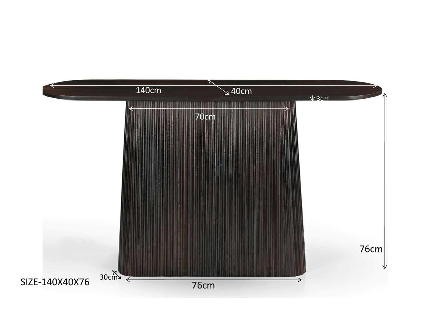 Livingfurn - Wandtafel Salvator Walnut 140cm - Mangohout