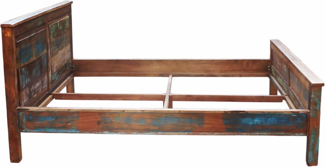SIT Massivholzbett »Riverboat« aus recyceltem Altholz, Shabby Chic, Vintage