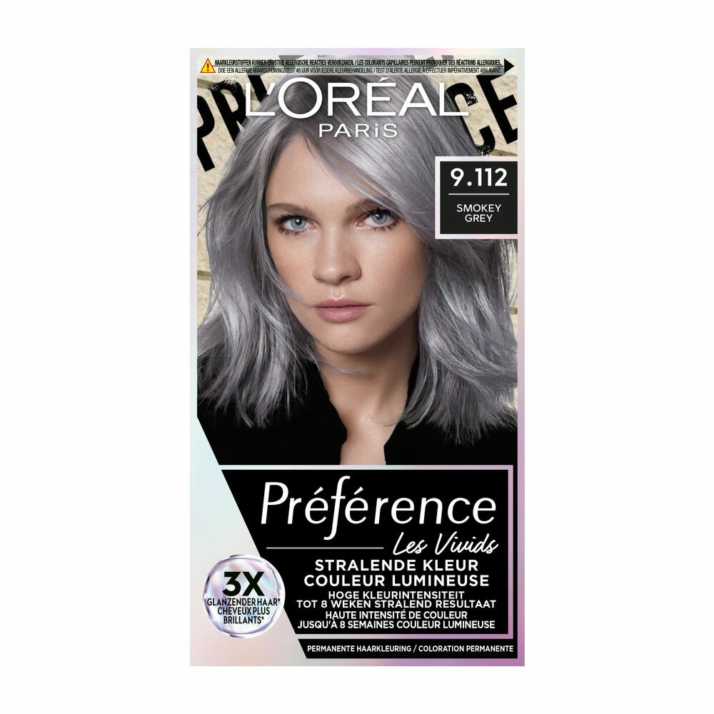 L'Oréal Preference Vivids Permanente Haarkleuring 9.112 Smokey Grey