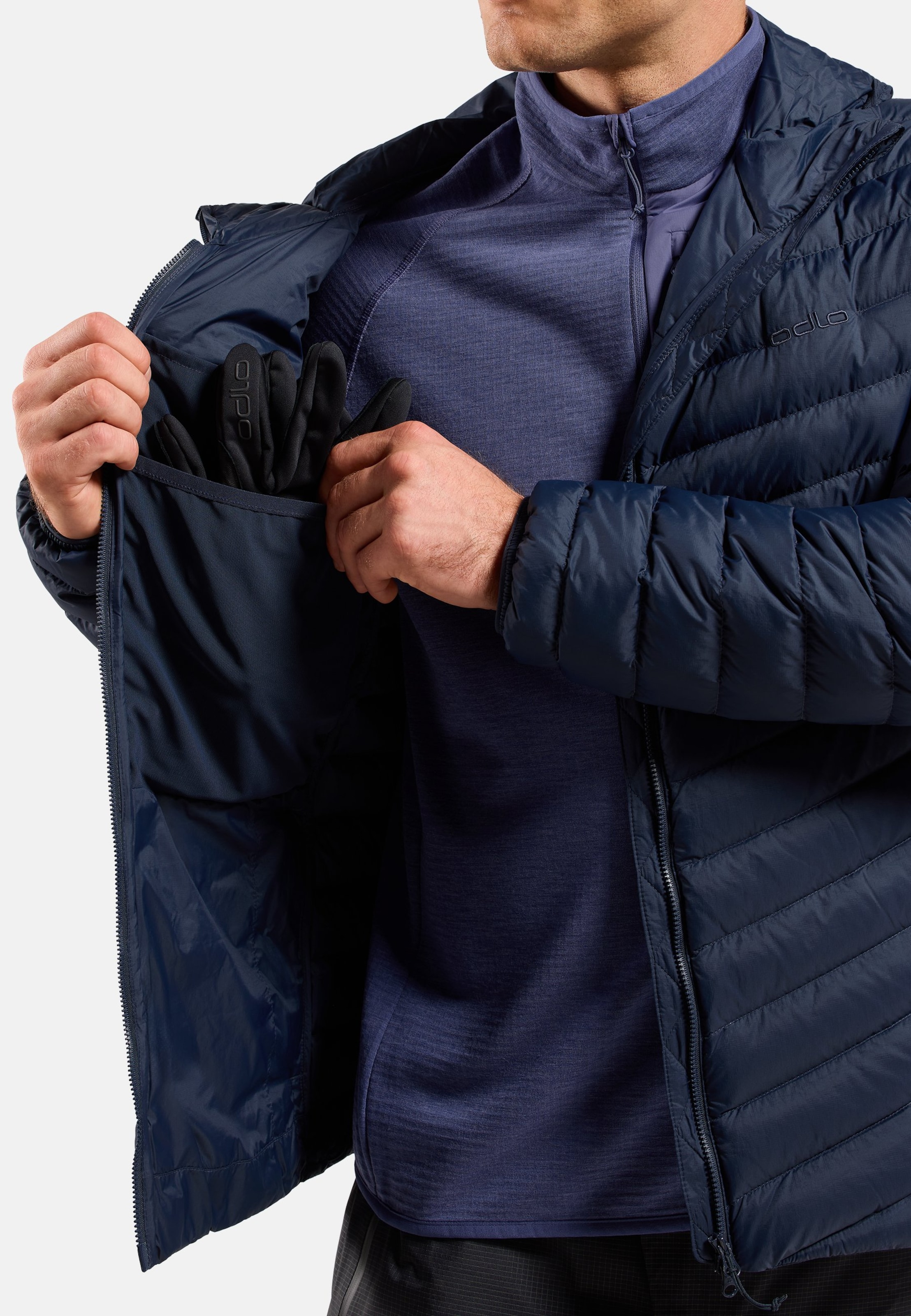 Kompakte X-Alp Daunenjacke mit Kapuze 2.0 in dark sapphire