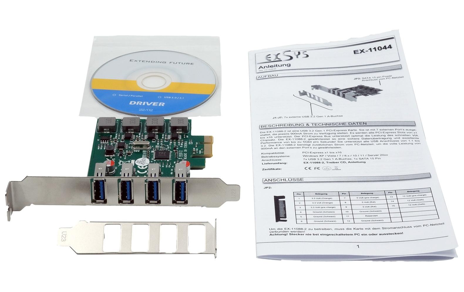 PCI-Express-Karte EX-11044PCIe-Schnittstellenerweiterung mit vier USB-A Anschlüssen