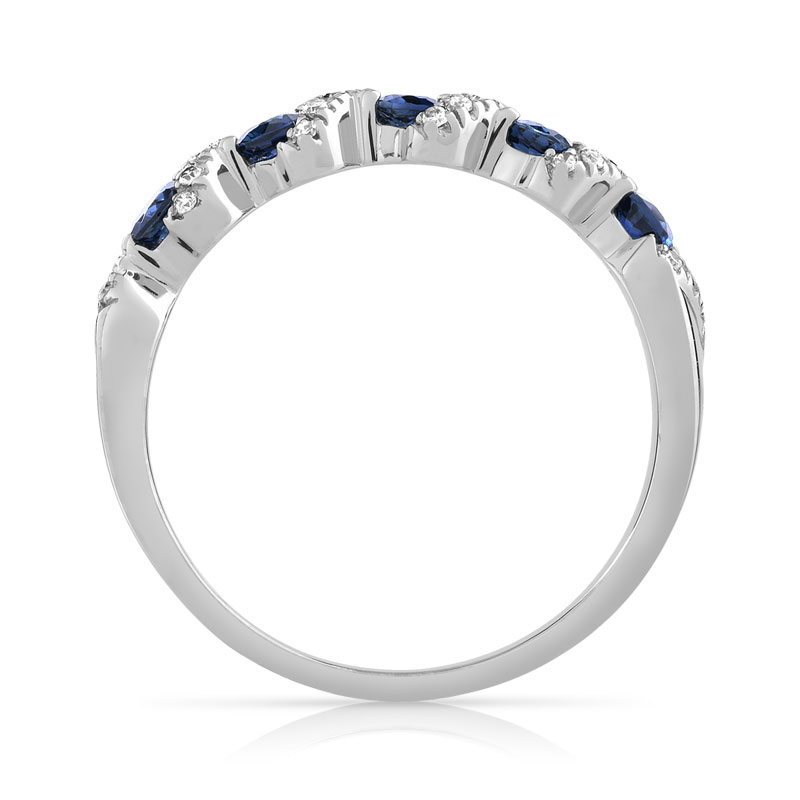 Bague or 375 blanc saphirs et diamants