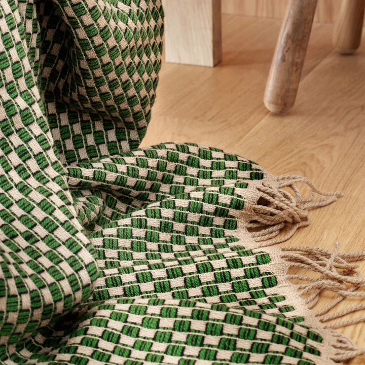 Røros Tweed - Isak Wolldecke, 150 x 210 cm, grün / beige