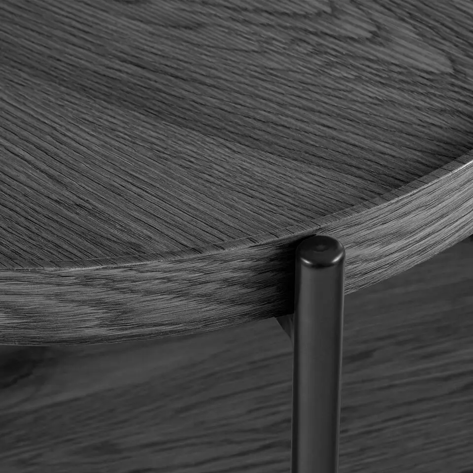 CLP Bijzettafel Corbitan zwart Frame - Hout - grijs