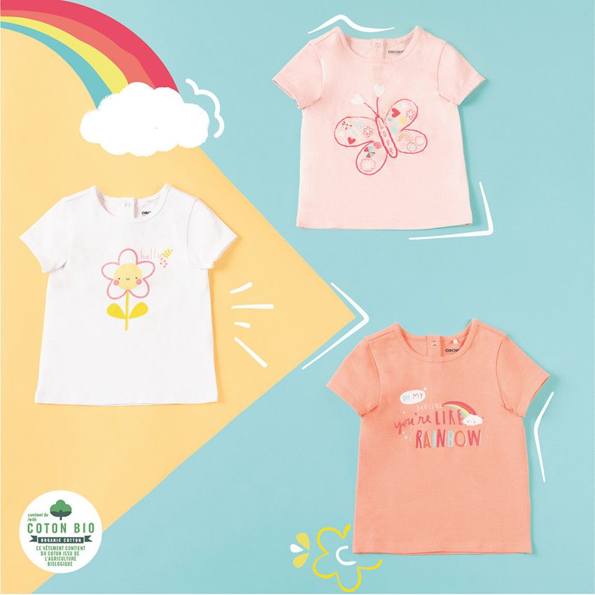 T-shirt manches courtes en coton à motif printé - Blanc