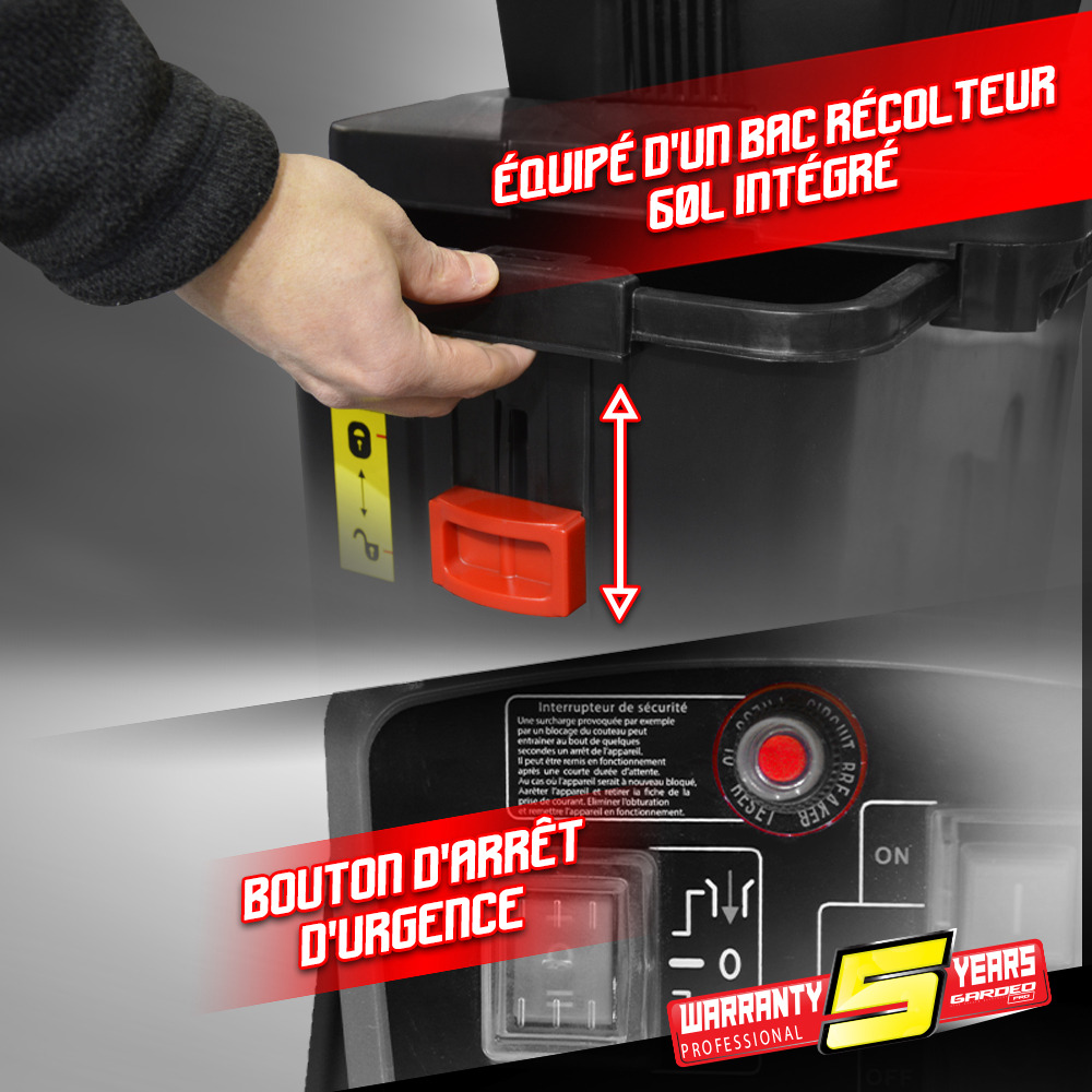 Broyeur de végétaux électrique 2800w 44mm - gardeo