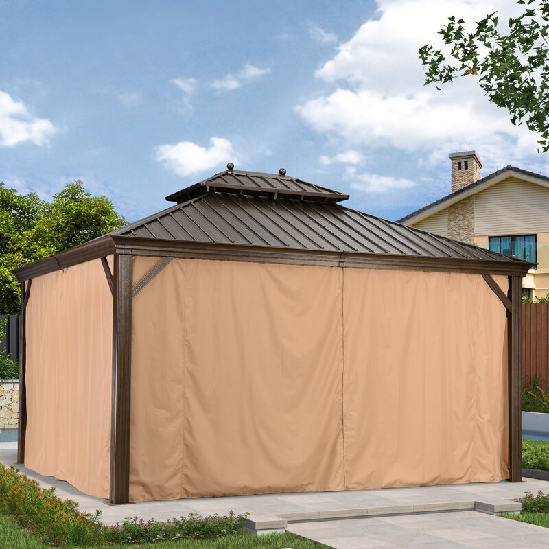 Gazebo de alumínio para pátio, 3 m de largura x 3,6 m de profundidade