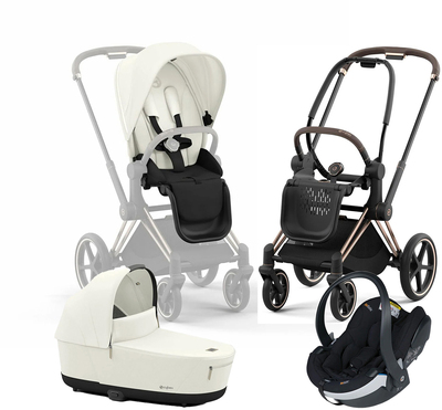 Cybex Priam Duovogn inkl. BeSafe iZi Go Modular X2, Off White/Rose Gold