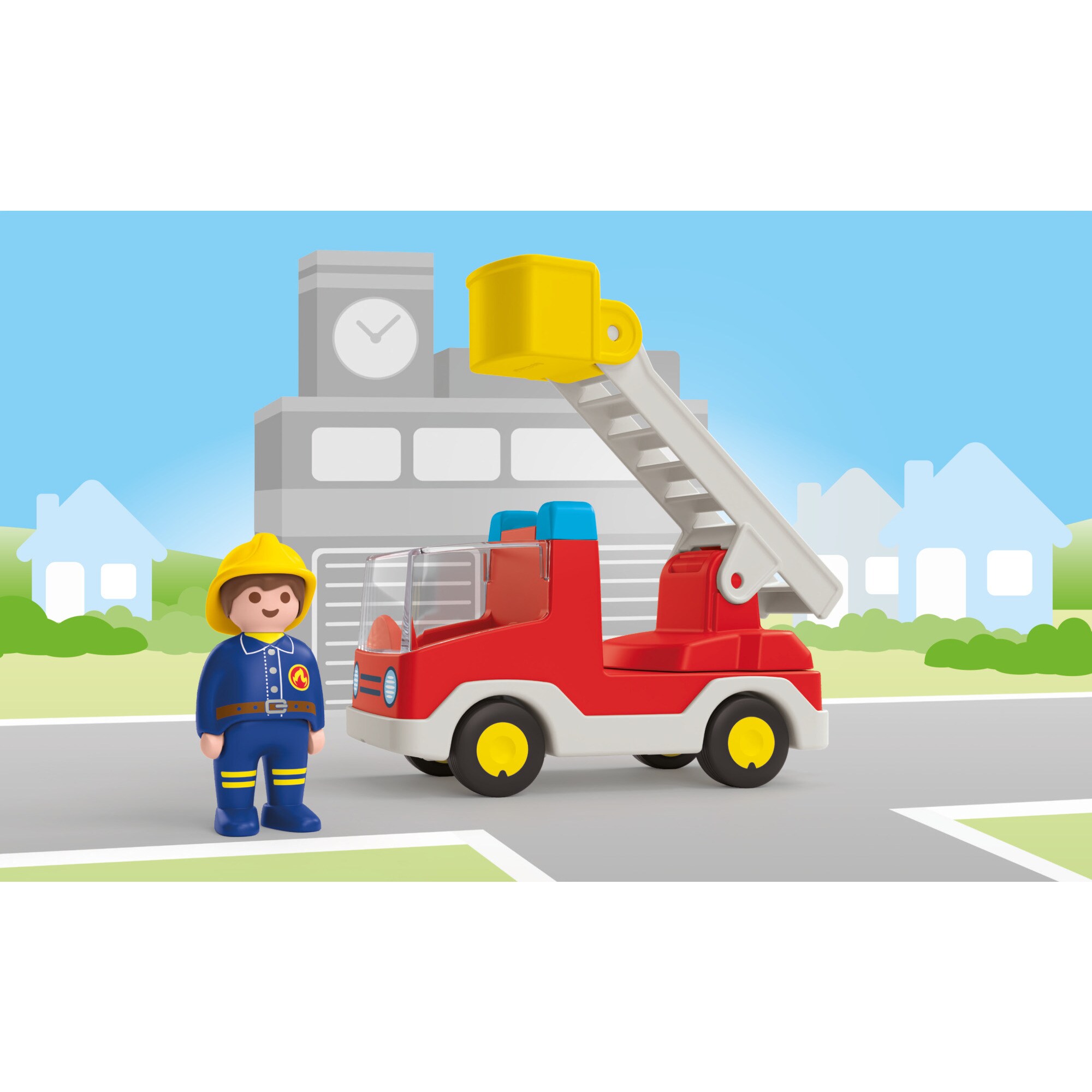 PLAYMOBIL Konstruktionsspielzeug Junior: Feuerwehrleiterfahrzeug
