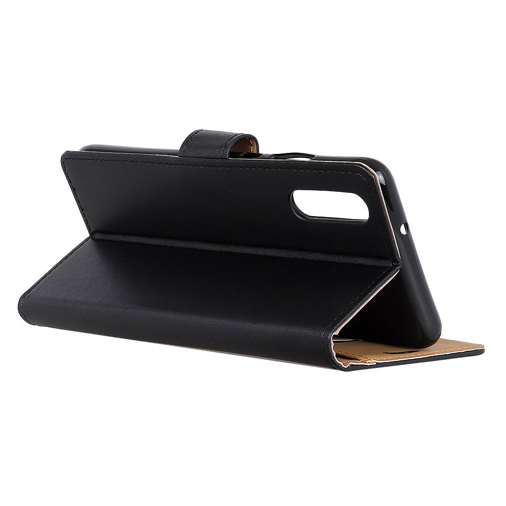 Samsung Galaxy A50 / A30s Leder Tasche Flip Cover mit Kartenfächer - Schwarz