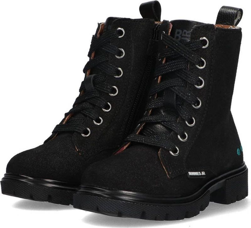Bunnies Jr. - Saar Sterk - Bikerboot - Zwart - Halfhoog - Leren Voering