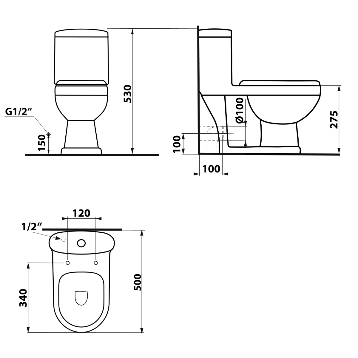Aqualine Petit staand kinder toilet met toiletzitting wit