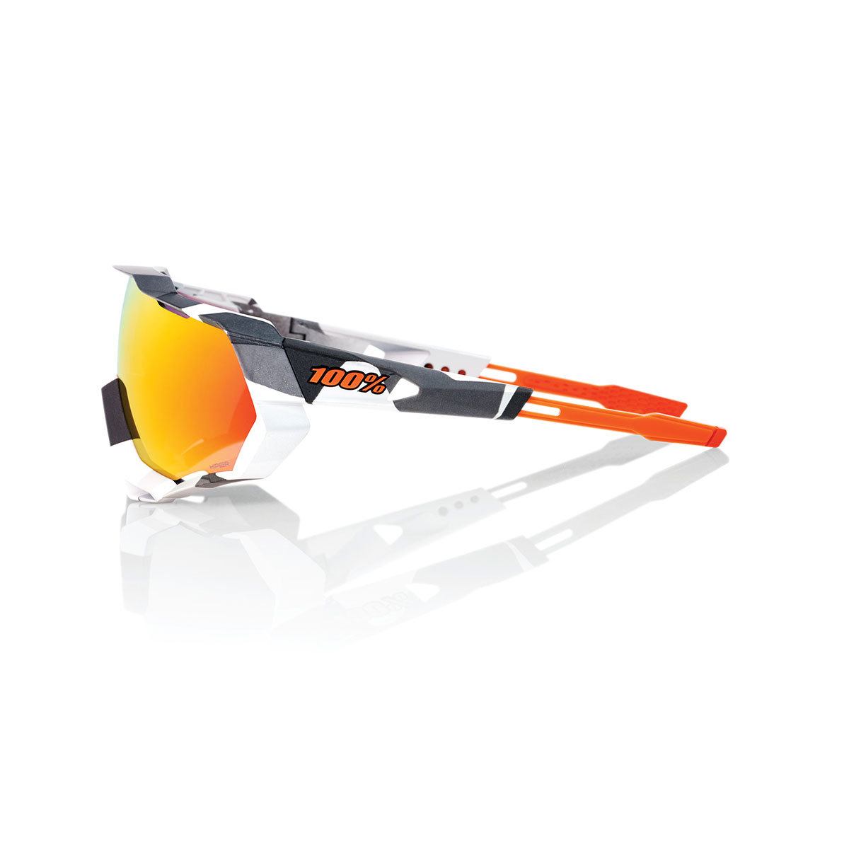 100% Speedtrap Sport Zonnebril Grijs Camo met HiPER Red Multilayer Mirror L