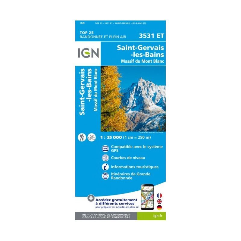 Saint-Gervais-Les-Bains / Massif du Mont Blanc - Carte topographique