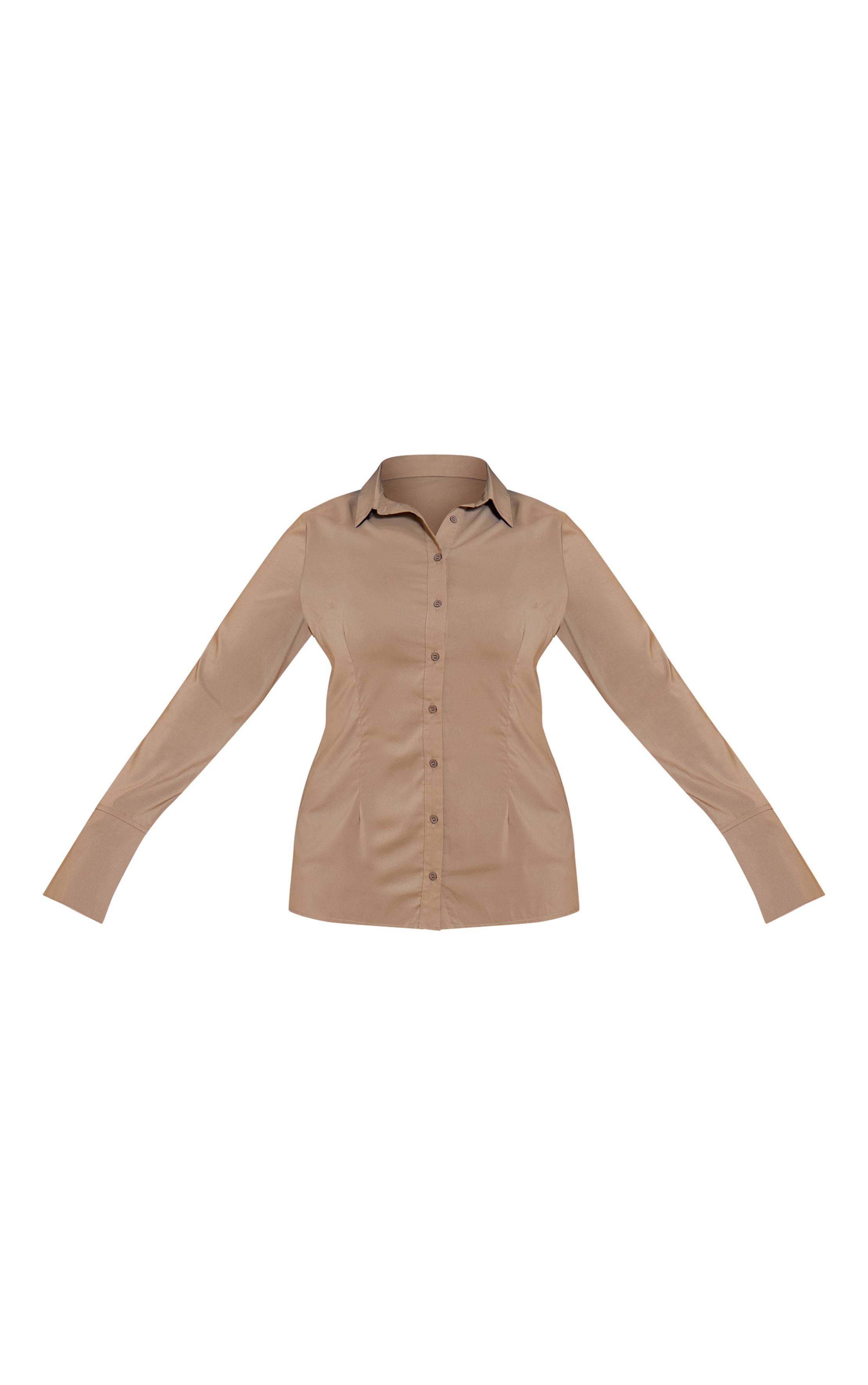 Marron Chemise Ajustée En Mousseline Grande Taille