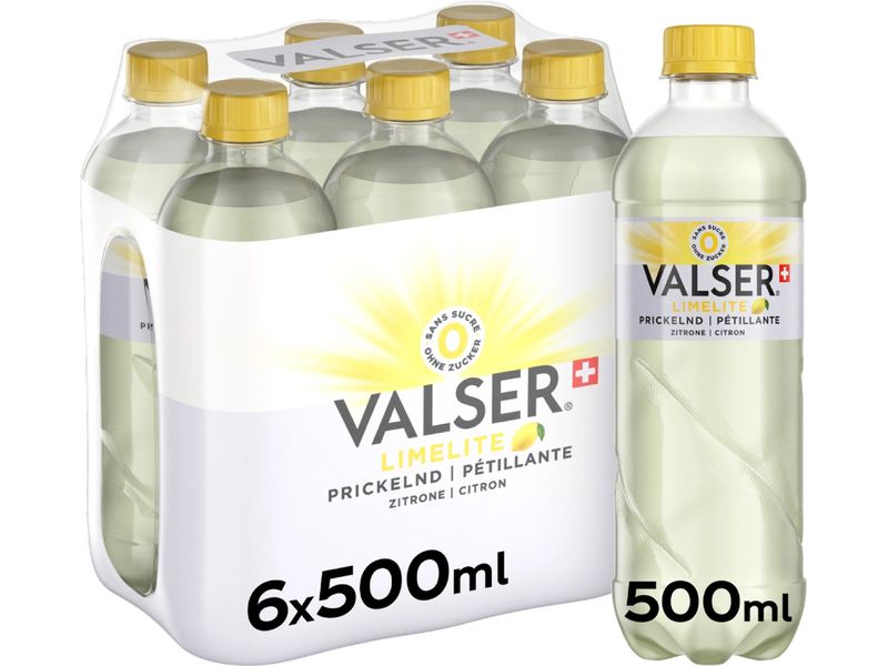 Valser Wasser Prickelnd Zitrone 6 x 0.5 l Kohlensäurehaltiges Mineralwasser mit natürlichem Zitronenaroma