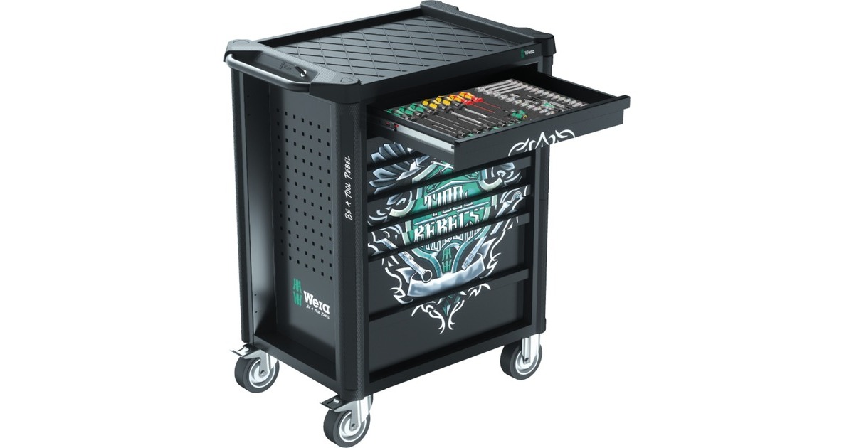 Wera9700 Tool Rebel werkplaatswagen 1, 94-delig gereedschapswagen  (Zwart, Incl. 4 schuimrubber inzetstukken met gereedschap)