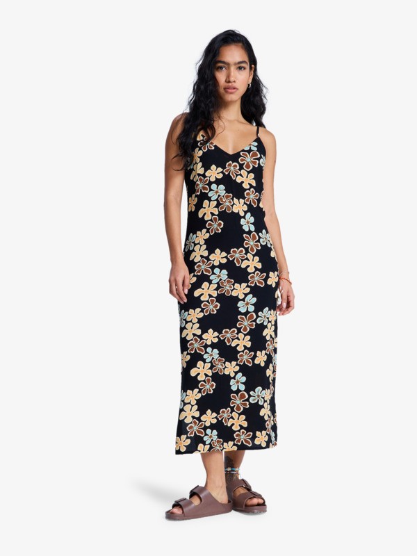 Stay Sunny Robe fluide à bretelles Noir Femme