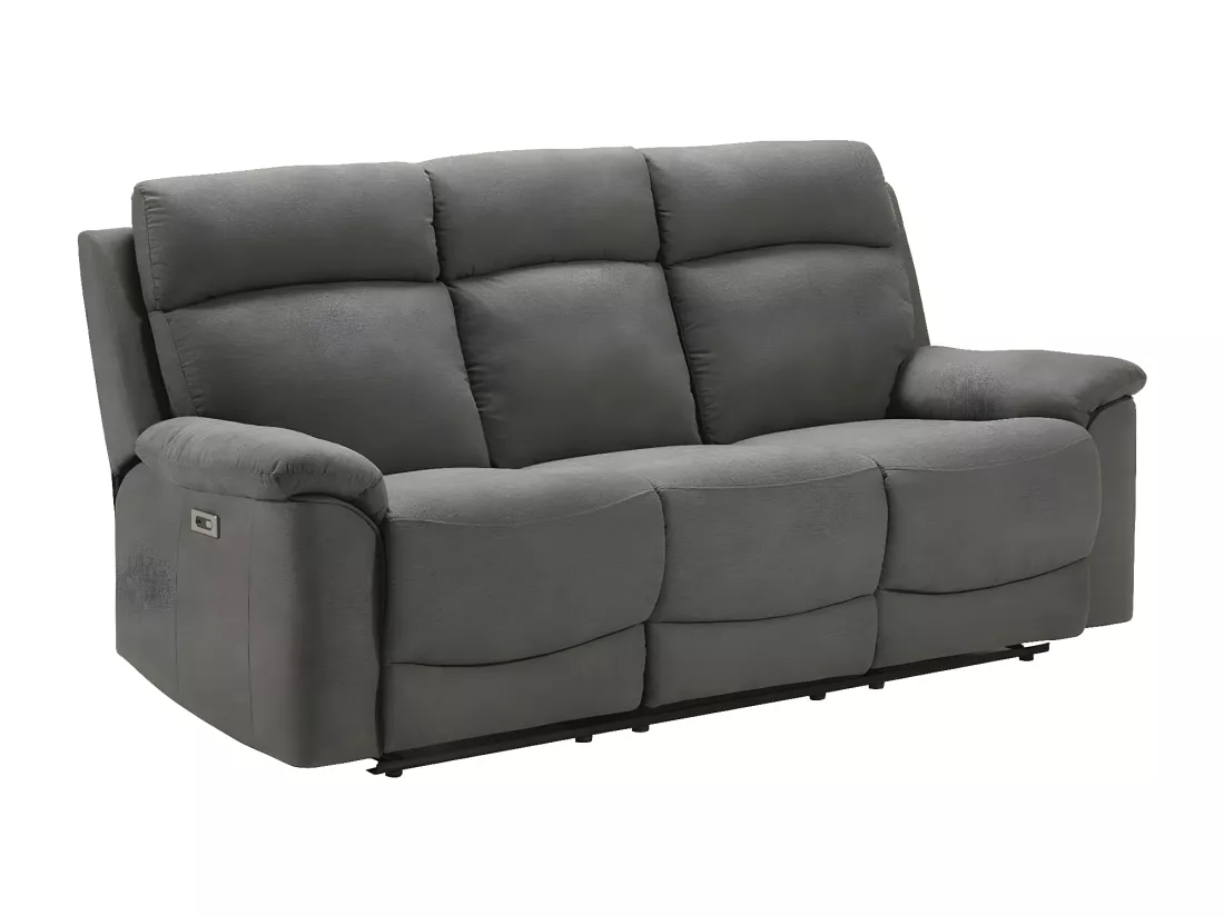 Canapé de relaxation en tissu Katika-Couleur Gris-Système Manuel-3 places