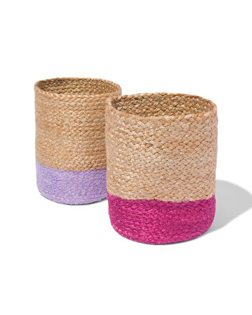 panier de rangement rose et lilas - lot de 2