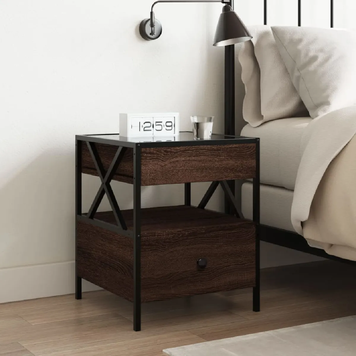 vidaXL Table de chevet - Chêne marron