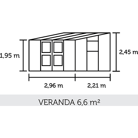 Juliana Veranda vægdrivhus - Antracit
