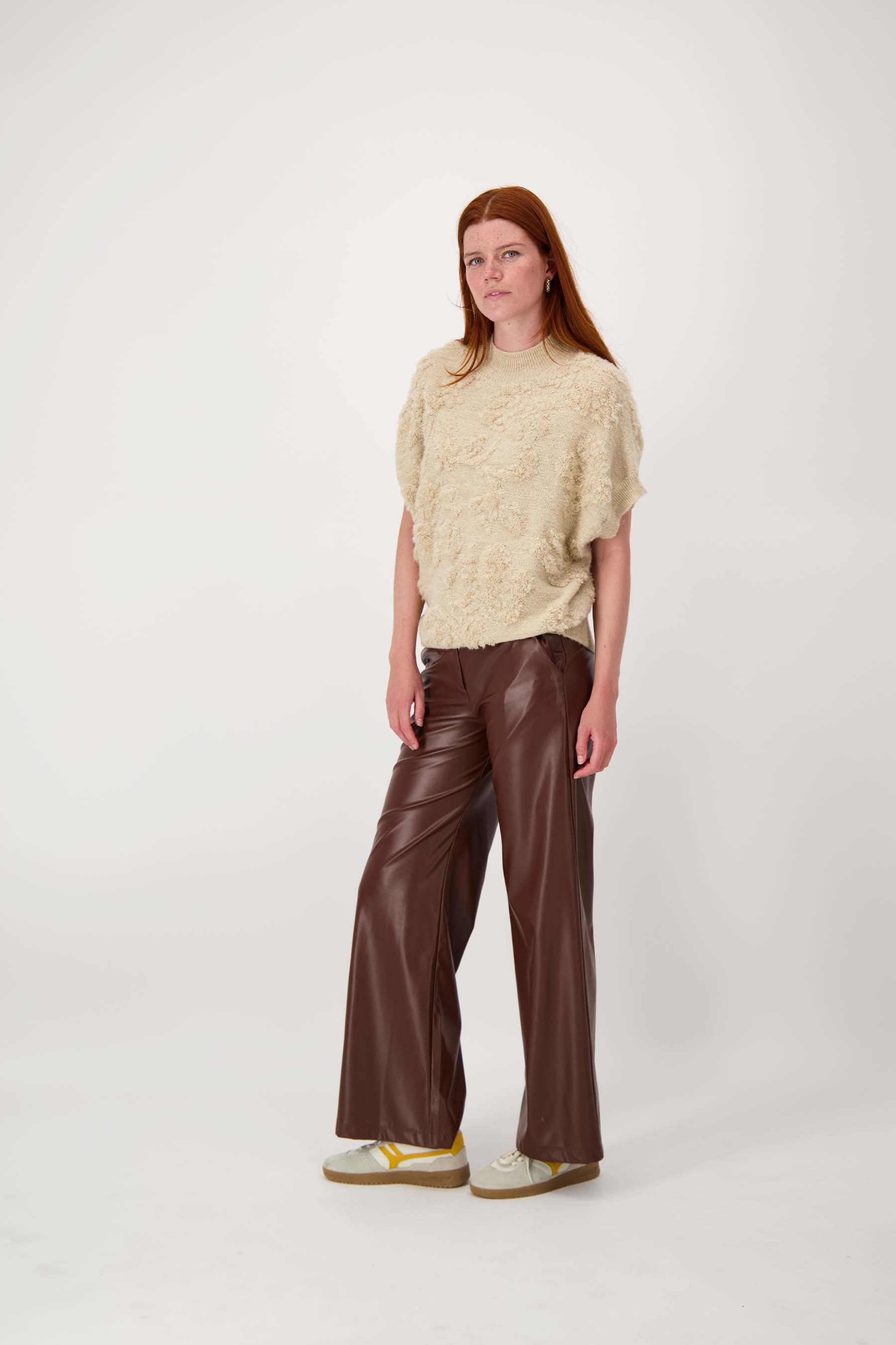 mouwloze trui met lurex jacquard