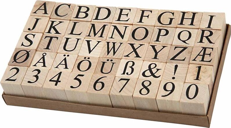 Stempelsæt - H 15 MM - Str. 20X20 MM - 45 Stk