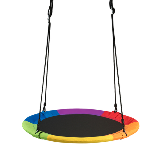 Balanço redondo Costway, 100 cm de diâmetro, altura ajustável, capacidade de carga de até 150 kg.