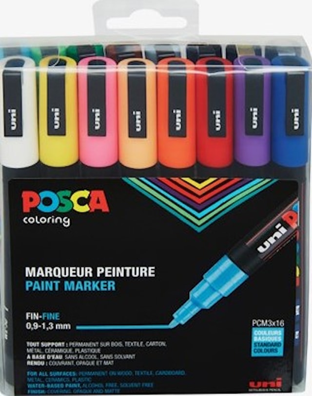Posca Marker Set 16-p Blandede Farger PC-3M Spiss 0,9-1,3 mm