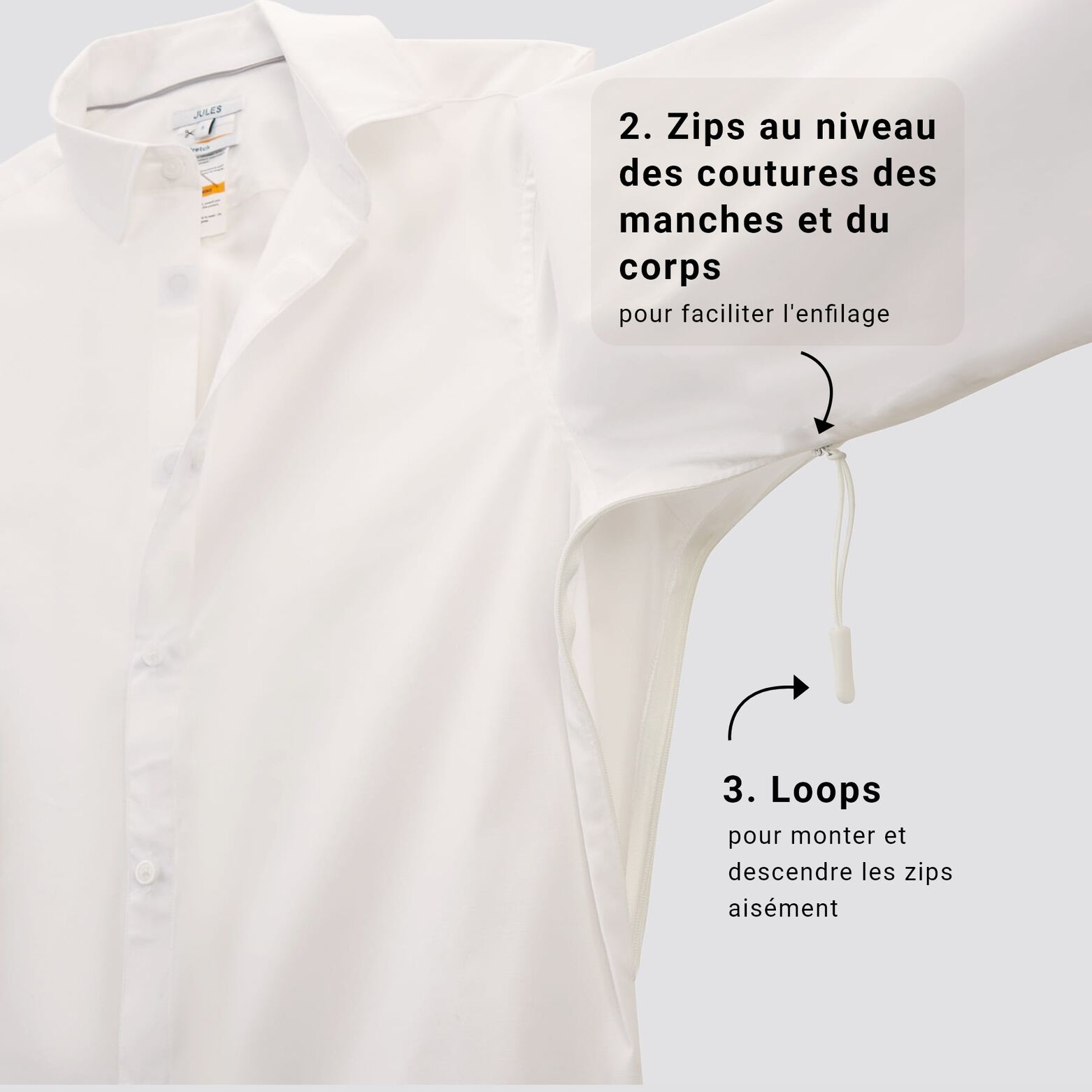Chemise regular pour personne à mobilité réduite Blanc