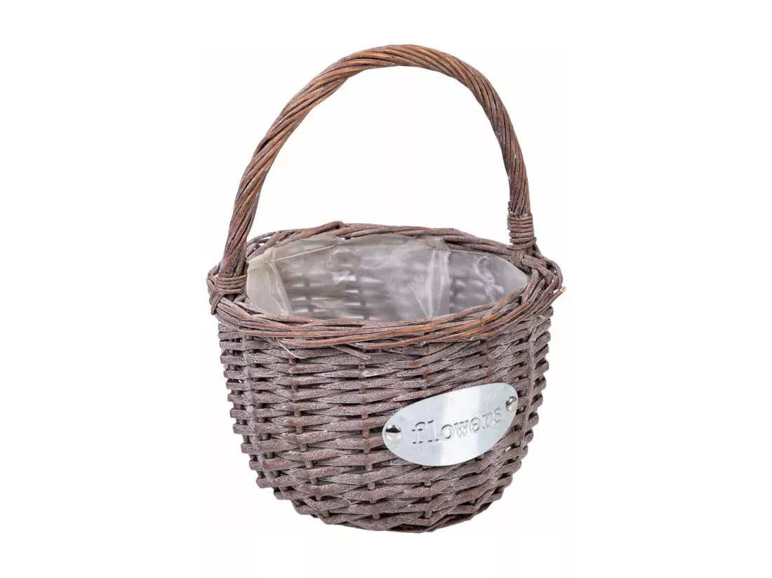 Panier en osier rose d23x29h