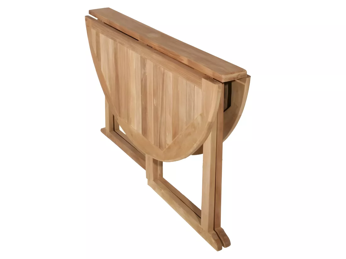 HARRIS - Table de jardin ronde 4/5 personnes - à rabats papillon en bois Teck