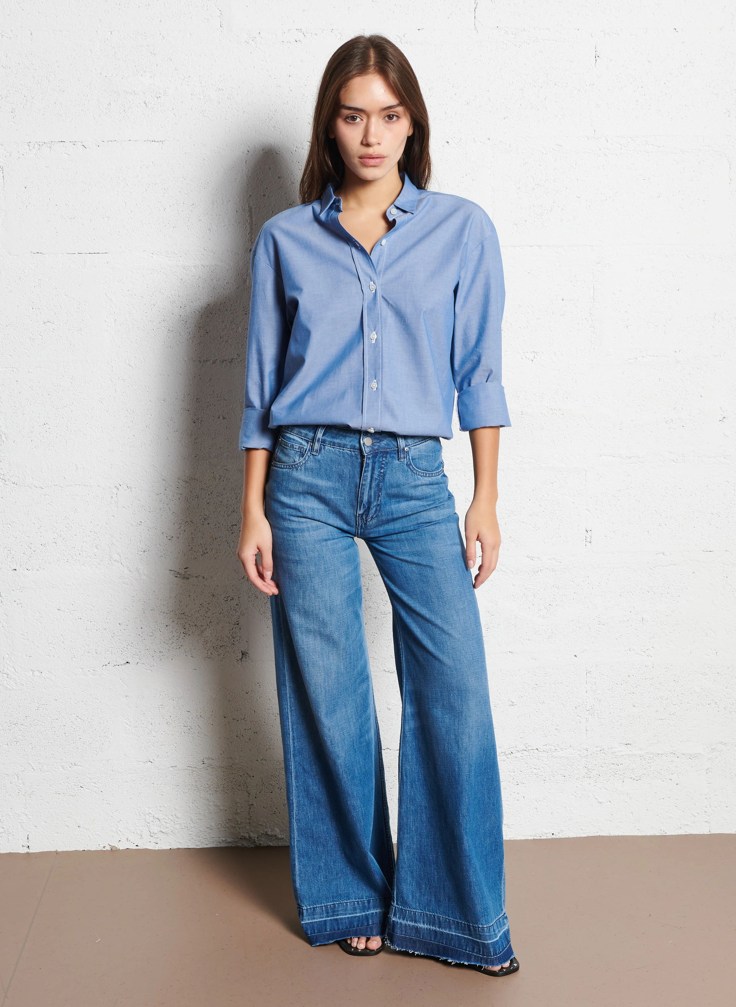 SOUL - Jean flare taille haute en coton| Bleu