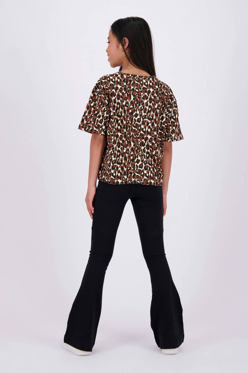 Raizzed T-shirt Farah met panterprint bruin/beige