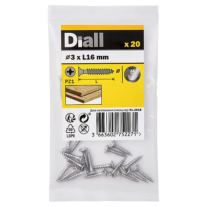 Vis à bois en acier inoxydable A4 pozidriv 3x16 mm - 20 pièces