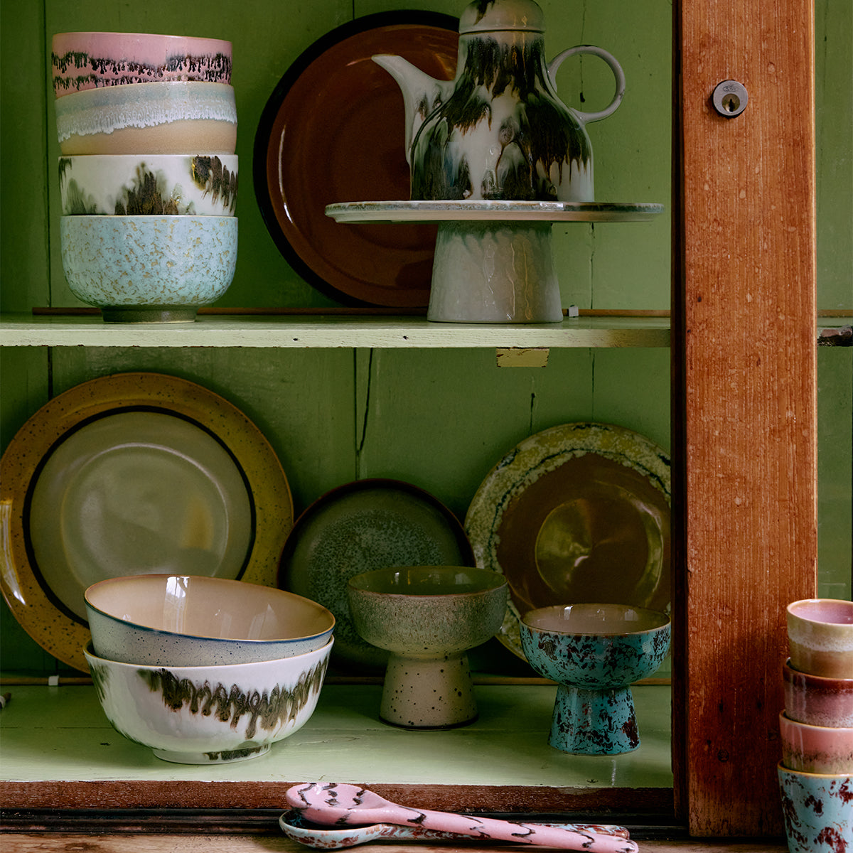 HKliving 70's Ceramics Saladebestek - Set van 2 - Sprinkle
