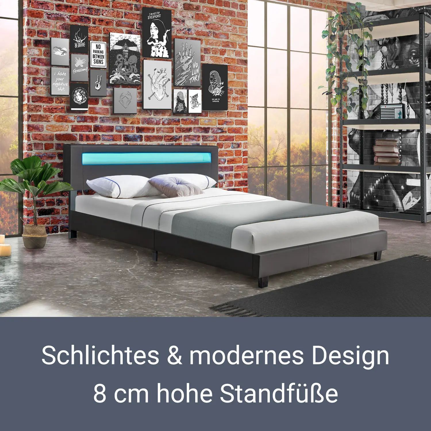 Juskys Polsterbett Paris 180 x 200 cm Doppelbett in dunkelgrau mit Kaltschaummatratze