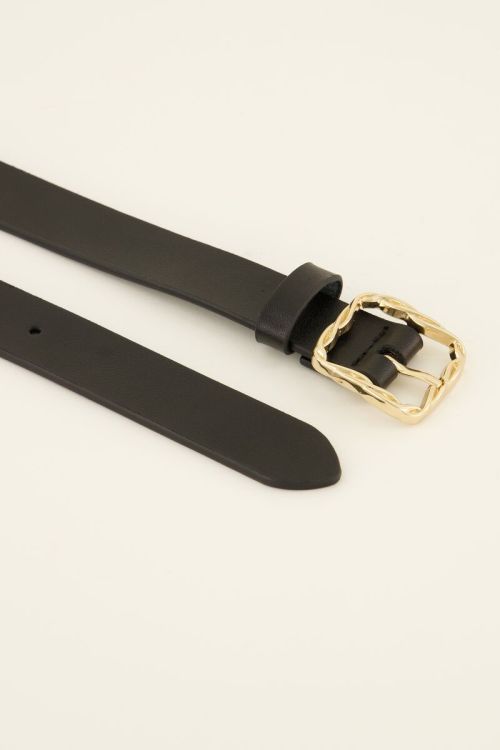 Zwarte basic riem met goudkleurige gesp
