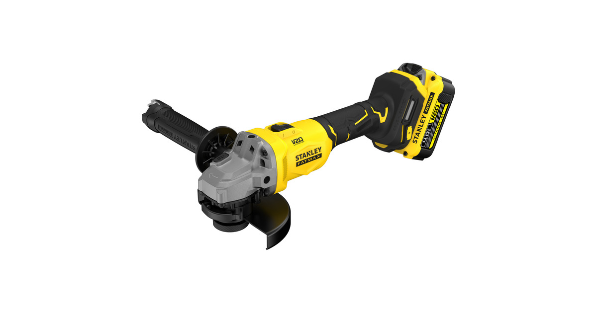 StanleyFATMAX V20 18V Haakse slijper 125mm  (Zwart/geel, Accu en oplader inbegrepen, met koffer)