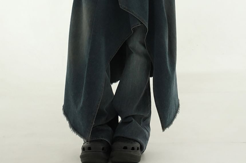 SeoulPop - Unisex gerafelde denim schortrok
