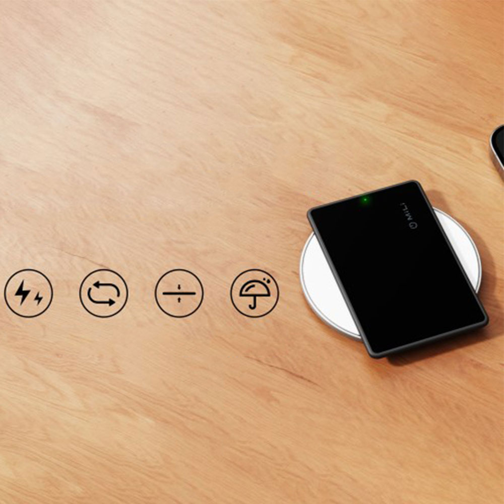 Bluetooth Keyfinder Smart Tracker Tag Karte Card für iOS mit Apple Find My Network und Wireless Charging (IP67) - Schwarz