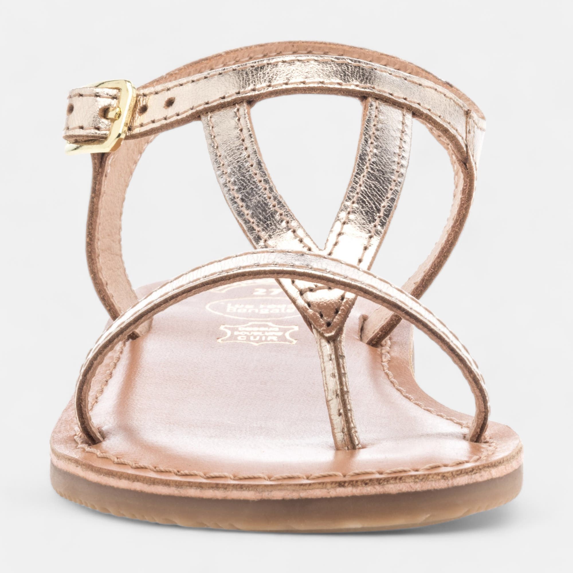 Nu-pieds Fille en cuir or