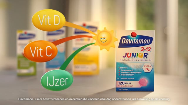 Davitamon Junior 3  Kauw Vitamines Framboos 2x120KTB