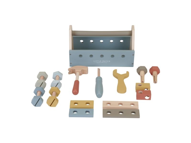 Little Dutch Handwerker Toolbox Holz Werkzeugkasten Handwerker-Spielset für Kinder
