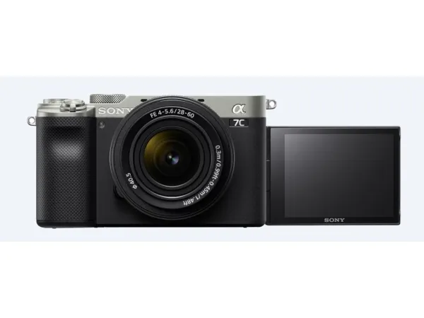 Sony a7C ILCE-7CL - Digitalkamera - spejlløst - 24.2 MP - Full Frame - 4K / 30 fps - 2.1x optisk zoom 28 - 60 mm objektiv - Wireless LAN, NFC, Bluetooth - sølv