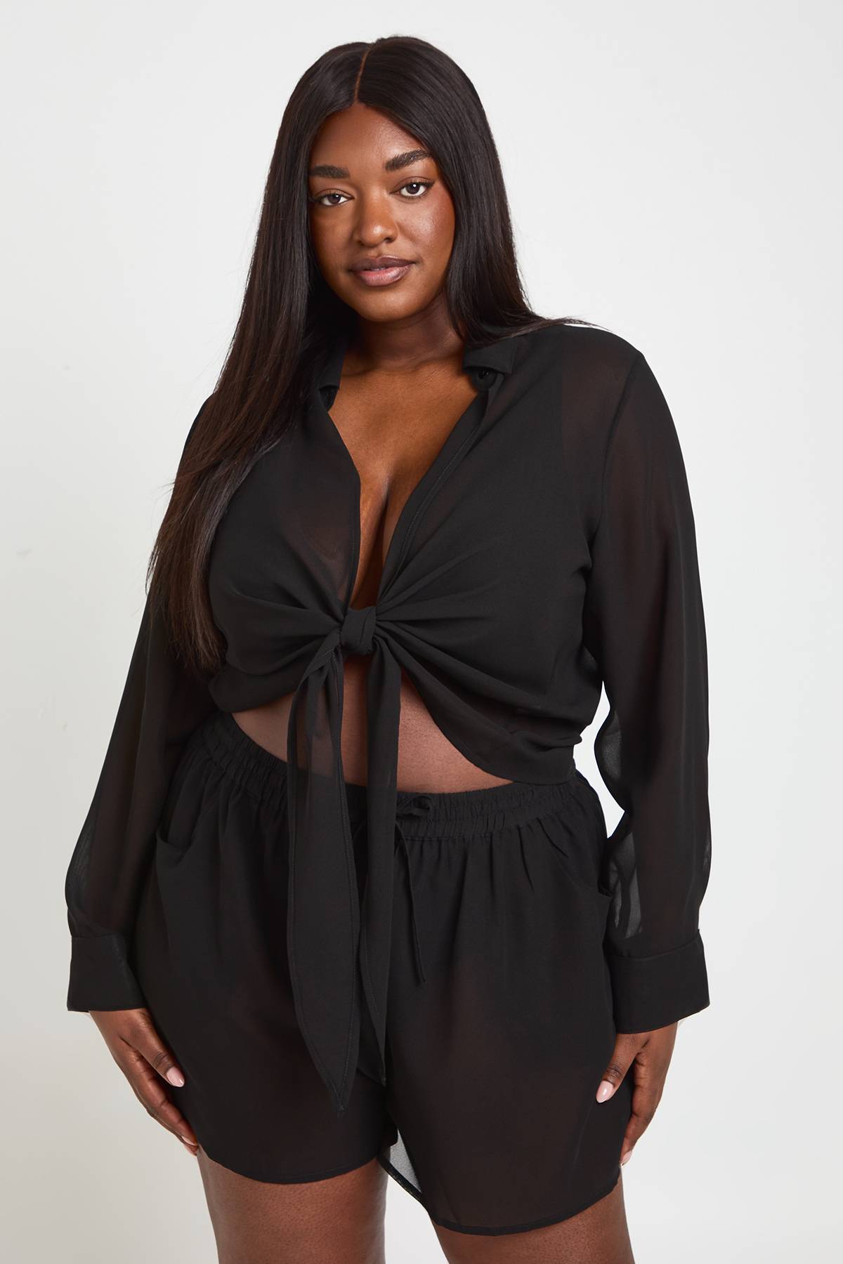 boohoo Short De Plage En Mousseline Grande Taille