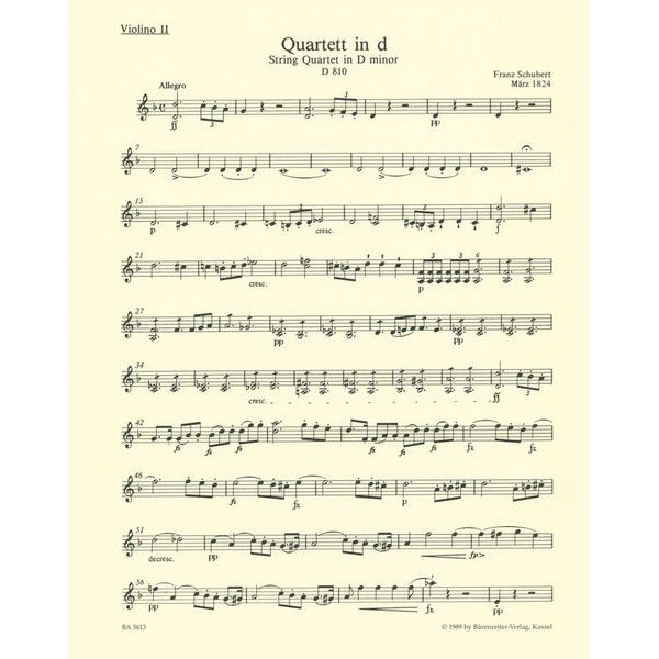 Bärenreiter Schubert Tod und das Mädchen