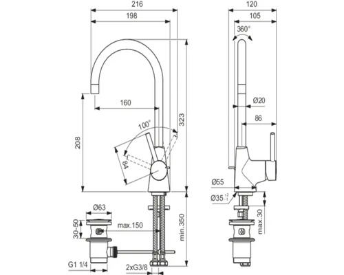 Ideal Standard CERALINE chroom wastafelkraan BC195AA